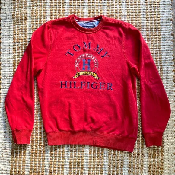 Brand New Tommy Hilfiger Red Sweater with Embroidered Logo - Picture 1 of 14